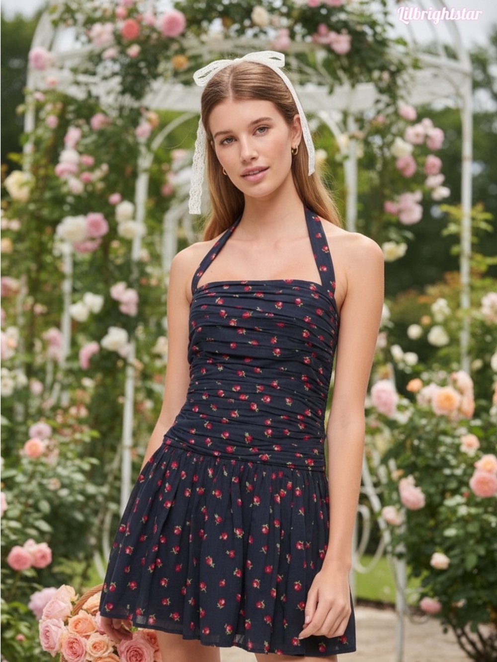 🍓 Abercrombie Emerson Drop-Waist Strawberry Cotton Halter Dress XS NWT